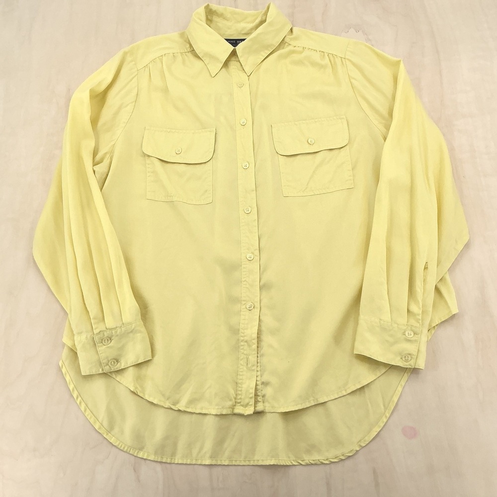 Lane Bryant Utility Shirt Womens 16 Yellow Lyocell Long Sleeve Button Up Safari